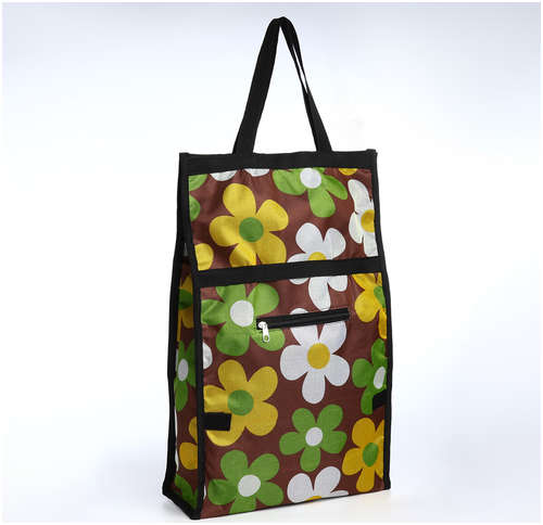 Сумка хозяйственная складная на липучке, 2 колеса, наружный карман, цвет разноцветный 103231151