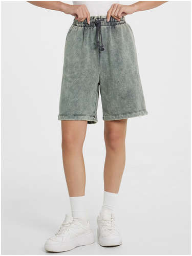 Шорты женские в малахитово-зеленом цвете с эффектом варки Mark Formelle / 103230595 - вид 2