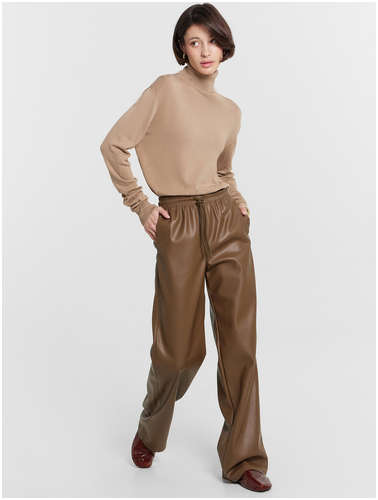 Брюки кожаные женские коричневые Mark Formelle 103218946