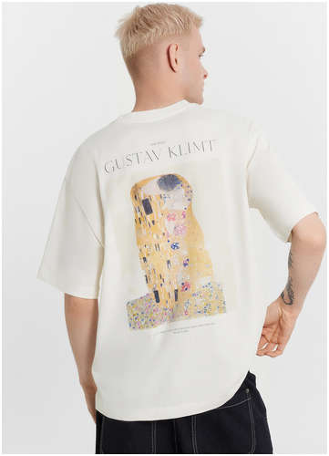 Футболка мужская кремовая с принтом и надписью Mark Formelle 103234815