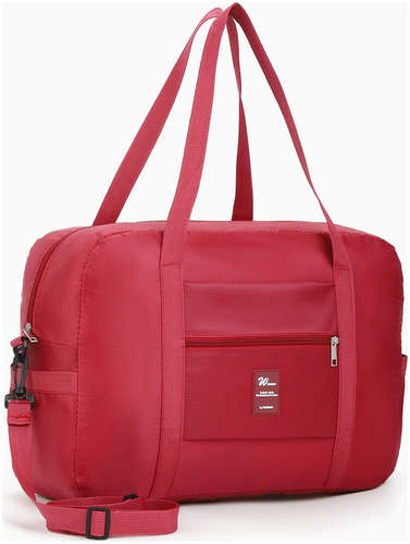 Сумка дорожная на молнии, 3 наружных кармана, держатель для чемодана, длинный ремень, бордовая / 103221837 - вид 2