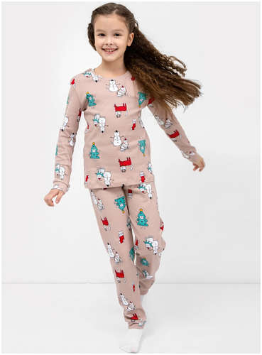 Хлопковая пижама для девочек (лонглсив и брюки) Mark Formelle 103171891