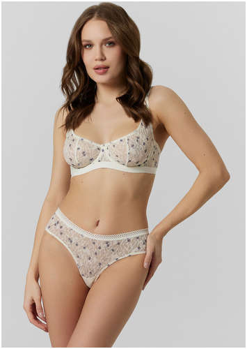 Бюстгальтер женский кружевной кремовый с цветочным принтом Mark Formelle / 103231621 - вид 2