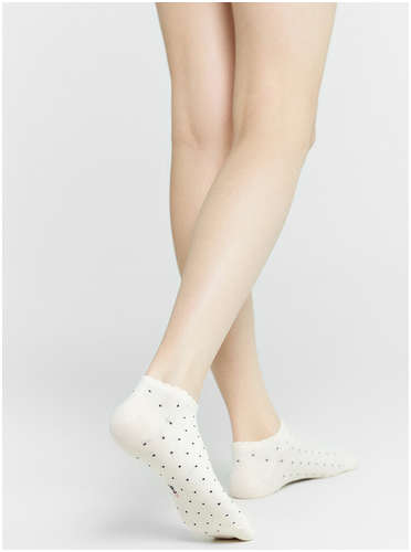 Носки женские молочно-белые с рисунком в виде мелкого гороха Mark Formelle / 103222802 - вид 2