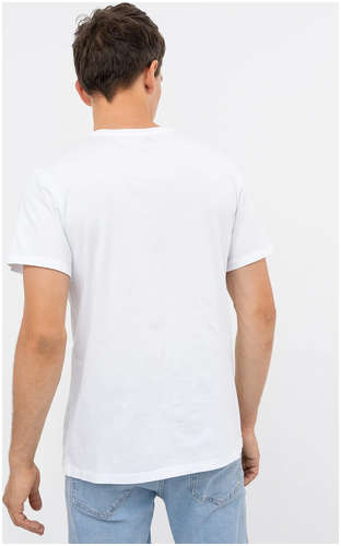 Прямая однотонная футболка белого цвета из хлопка Mark Formelle / 103174124 - вид 2