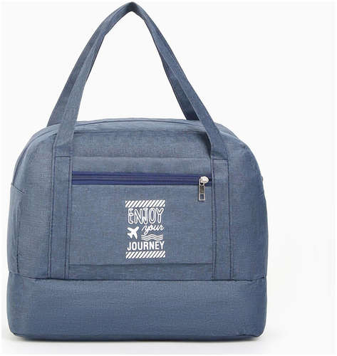 Сумка дорожная на молнии, отдел для обуви, наружный карман, держатель для чемодана, синяя 103221910