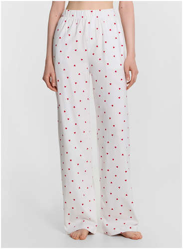 Брюки женские белые с принтом Mark Formelle / 103241279 - вид 2