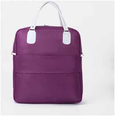 Сумка дорожная на молнии, наружный карман, держатель для чемодана, цвет фиолетовый/белый / 10385342 - вид 2