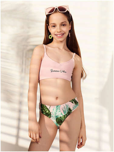 Купальник для девочек раздельный с тропическим принтом и надписью Mark Formelle 103234752