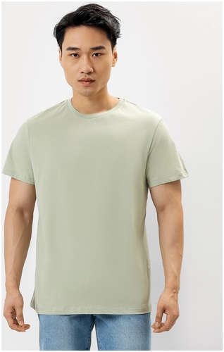 Хлопковая прямая футболка в пыльно-зеленом оттенке Mark Formelle 103167923