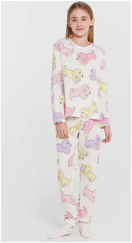 Пижама для девочек кремовая с принтом Mark Formelle / 103218670 - вид 2