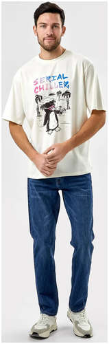Мужская футболка бежевого цвета с принтом Mark Formelle / 103168213 - вид 2