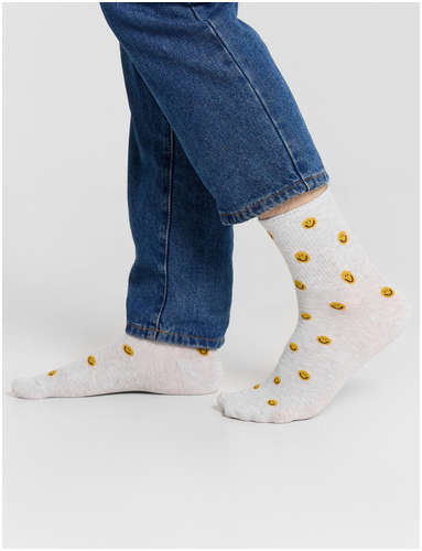 Носки мужские серые со смайликами Mark Formelle 103239330