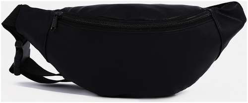 Поясная сумка на молнии, наружный карман, цвет черный 103229657