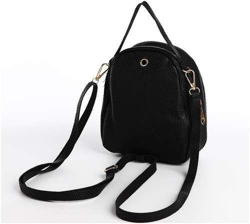Мини-рюкзак женский из искусственной кожи на молнии, 1 карман, цвет черный / 103156056 - вид 2