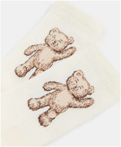 Носки женские бежевые с плюшевым следом и рисунком в виде медвежат Mark Formelle / 103221365 - вид 2