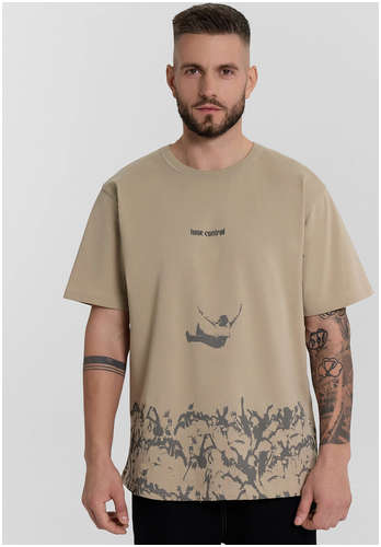 Футболка мужская бежевая с принтом Mark Formelle 103240630