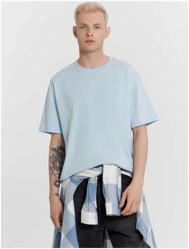 Футболка мужская голубая с вышивкой Mark Formelle 103234832