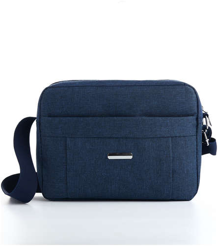Сумка мужская через плечо на молнии, 2 наружных кармана, синяя / 103197875 - вид 2