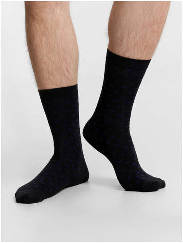 Носки мужские высокие черные с узором в виде логотипа Mark Formelle / 103232867 - вид 2