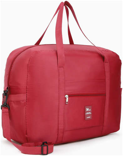 Сумка дорожная на молнии, 3 наружных кармана, держатель для чемодана, длинный ремень, бордовая / 103221844 - вид 2