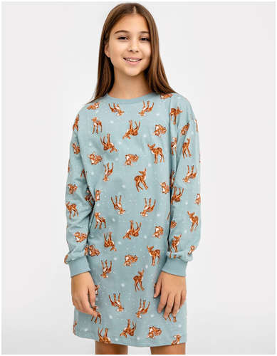 Сорочка ночная для девочек серая с милыми оленями Mark Formelle / 103171739 - вид 2