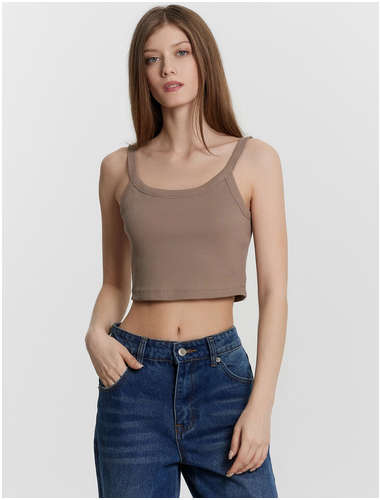 Женский топ коричневый в рубчик Mark Formelle / 103234804 - вид 2