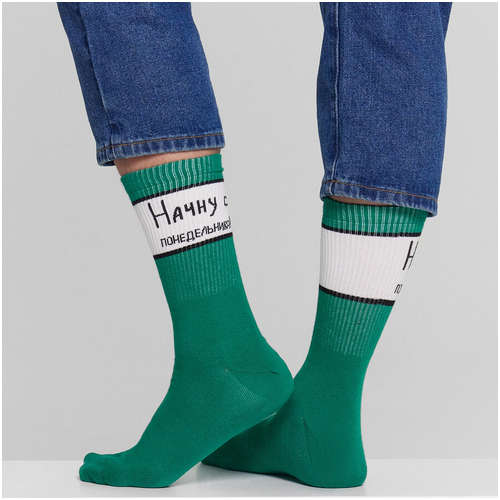 Носки мужские зеленые с надписью Mark Formelle 103223738