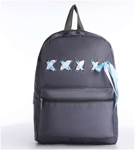 Рюкзак текстильный с лентами, 38х29х11 см, 38 х серый серый, отдел на молнии, цвет красный NAZAMOK 103160091