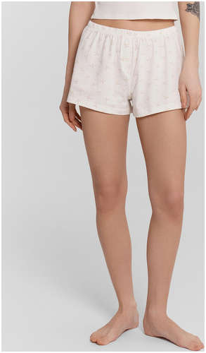 Шорты домашние женские кремовые с принтом Mark Formelle / 103227745 - вид 2