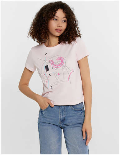 Футболка женская розовая с принтом Mark Formelle / 103224746 - вид 2