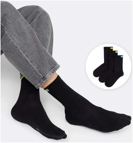 Мультипак высоких мужских носков черного цвета (3 пары) Mark Formelle 103183557