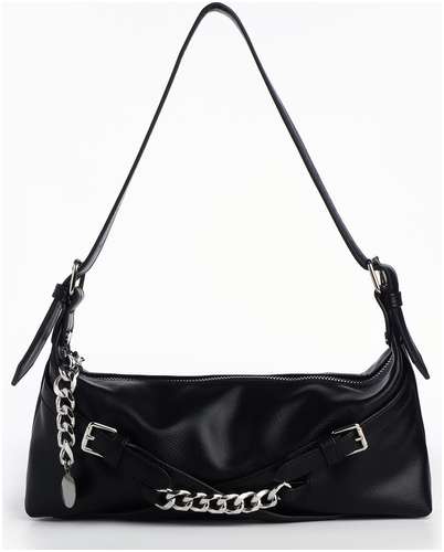 Сумка женская с цепями, 28×12×6 см, черная NAZAMOK 103198324