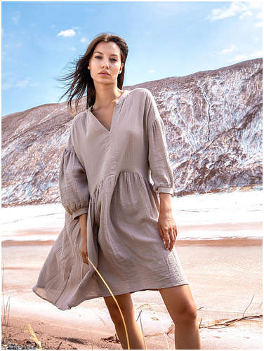 Платье женское в таупово-бежевом оттенке Mark Formelle 103166761