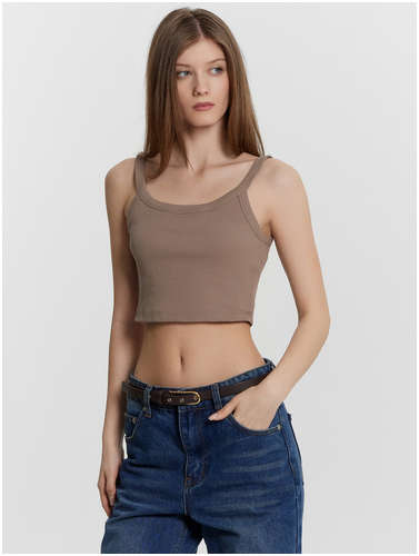 Женский топ коричневый в рубчик Mark Formelle 103234804