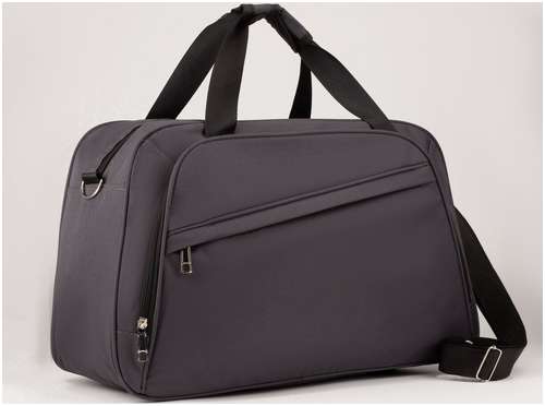 Сумка дорожная на молнии, 2 наружных кармана, держатель для чемодана, длинный ремень, цвет серый 103134686