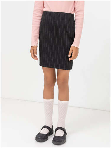 Зауженная юбка-карандаш черного цвета в тонкую полоску для девочек Mark Formelle / 103171941 - вид 2