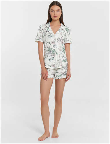Комплект домашний женский с цветочным принтом: рубашка и шорты Mark Formelle 103241398