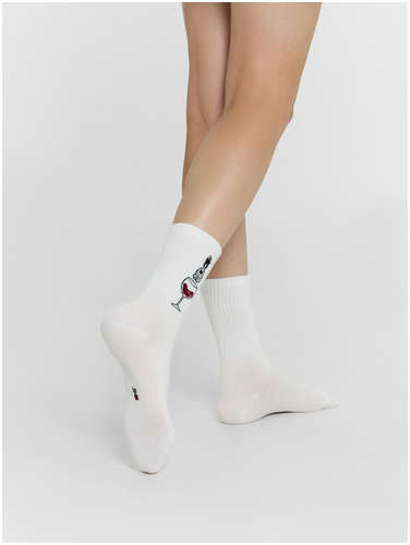Носки женские белые с рисунком в виде девушки Mark Formelle / 103205605 - вид 2