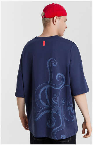 Футболка мужская оверсайз синяя с принтом Mark Formelle 103235046