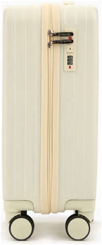 Чемодан на колесах маленький 44 л (s), на молнии, кодовый замок, 4 колеса, бежевый / 103236771 - вид 2