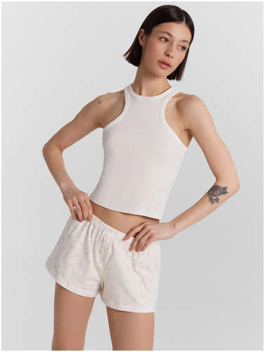 Шорты домашние женские кремовые с принтом Mark Formelle 103227745