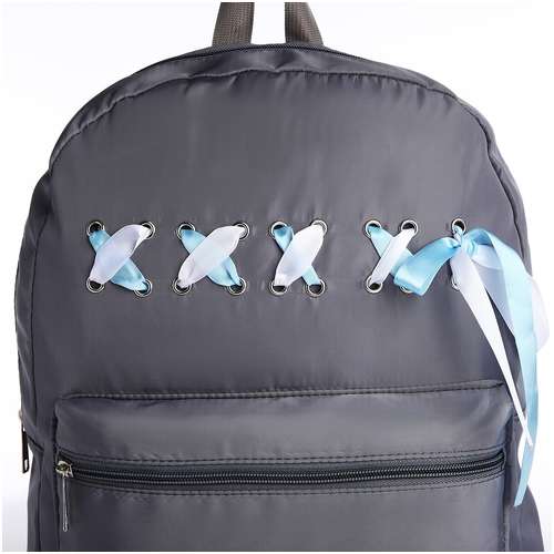 Рюкзак школьный текстильный с лентами, 38х29х11 см, цвет серый, отдел на молнии NAZAMOK / 103160091 - вид 2