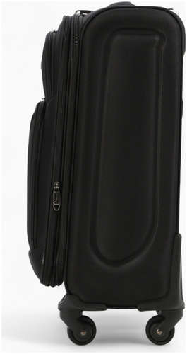 Чемодан на колесах маленький 45 л (s), на молнии, с увеличением, кодовый замок, 4 колеса, черный / 103242062 - вид 2