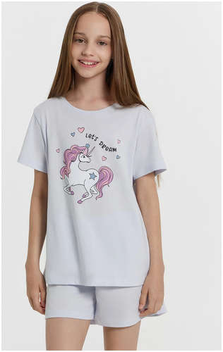 Комплект домашний для девочек голубой с надписью Mark Formelle / 103239541 - вид 2