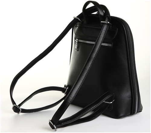 Рюкзак городской из искусственной кожи на молнии, цвет черный / 103179259 - вид 2