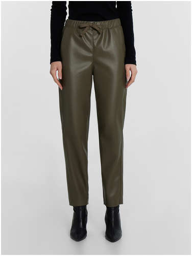 Брюки женские хаки кожаные Mark Formelle / 103215306 - вид 2