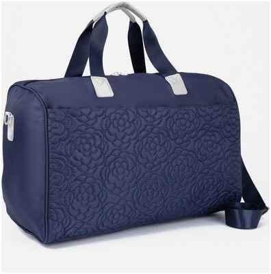 Сумка дорожная на молнии, наружный карман, длинный ремень, держатель для чемодана, цвет синий 10395666