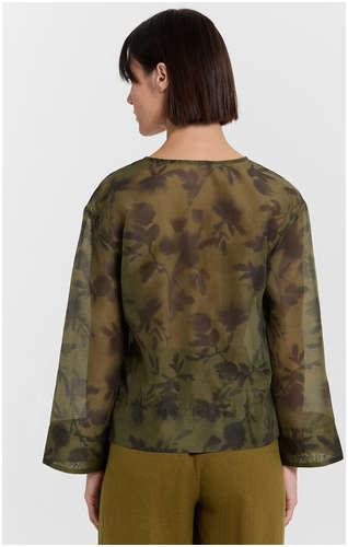 Блузка женская зеленая с цветочным принтом Mark Formelle / 103242375 - вид 2