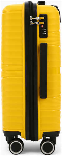 Чемодан на колесах маленький 44 л (s), на молнии, кодовый замок, 4 колеса, желтый / 103242010 - вид 2